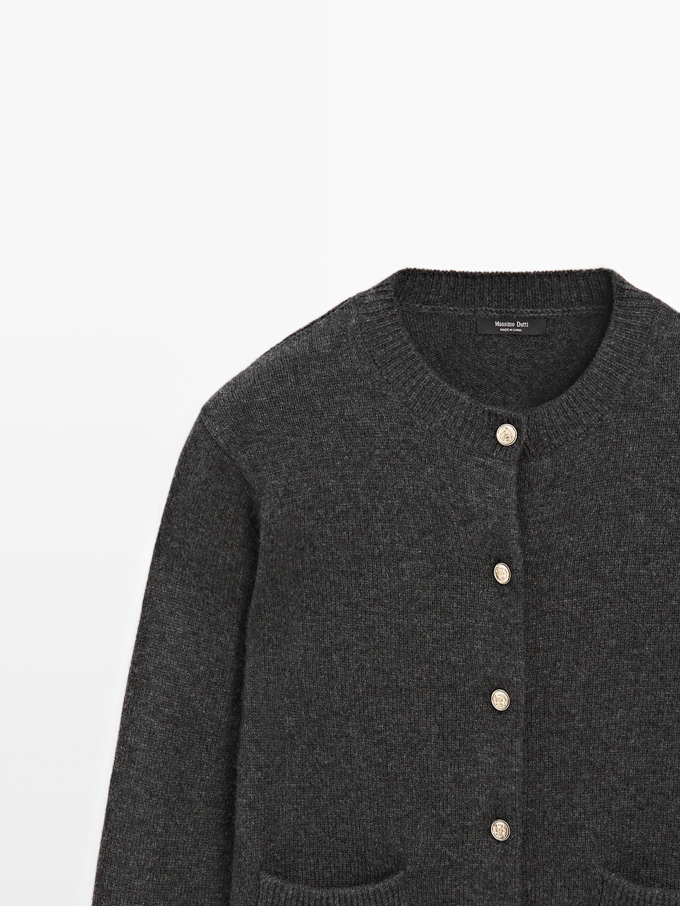 Knit cardigan with gold buttons